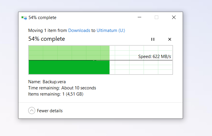 Copying files to Ugreen M.2 enclosure with Adata XPG